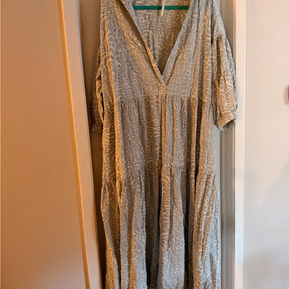 Anthropologie Soft Blue Paisley Maxi Dress with V-Neck - Picture 2 of 2